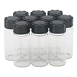Rowiz 10PCS 10ml (0.35 Oz) Clear Small Glass Bottle Liquid Sampling Sample Bottle glass bottle with Black Screwcap