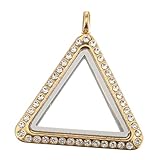 ifundom Triangle Photo Locket Pendant Openable DIY Alloy Pendant for Photos Gold Ornament No Chain Antique Frames Golden Beads