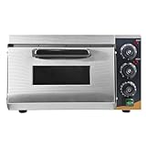 Electric Pizza Oven Maker, 40cm/16" Commercial Pizza Oven with Timer, 50-350°C Separately Controlled Thermostats Stainless Steel Pizza Maker Machine, 2000W