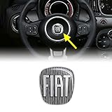 Fiat 3D Sticker Replacement Black Logo for Steering Wheel 500, Size: 40 x 43 mm, Pack of 1, Polyurethane, Made in Italy