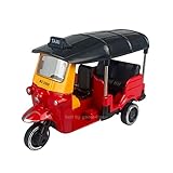 Cool Chic Auto 1:36 Scale Thailand Tuk Tuk Tricycle Thai TukTuk Motorized Rickshaw Taxi 3 inch Alloy Diecast Model Desktop Decoration (Red)
