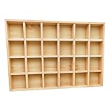 Anktily Unfinished Wooden Storage Divider Box, Showcase Display Box with 24 Compartments, Socks Organizer, Underwear Storage Case, Wood Display Tray for Jewellery, Collectibles