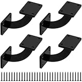 4 Pcs Black Banister Rail Brackets, Stair Bannister Handrail Wood and Steel Handrail Banister Stairs Railing Brackets