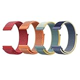 JSTHHTT 4 Pcs 22mm/20mm Quick Release Elastic Nylon Watch Straps (22mm Sun Color, Ice Blue, Bright Red, Orange)