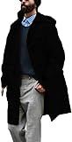 LLECDASEUI Men's Long Toggle Duffle Coat Wool Blend Hooded Toggle Duffle Coats Warm Work Windbreaker Jacket (Black,XL)