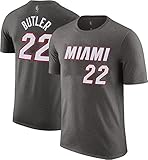 NBA Boys Youth 8-20 Charcoal Official Player Name & Number Game Time Jersey T-Shirt, Jimmy Butler Miami Heat, M