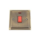 Cooker Oven Switch w/Neon Indicator 45 Amp - Victorian - Antique Brass