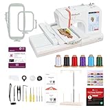 POOLIN EOC05 Embroidery Machine 100x235 mm Embroidery Area, Computerized 18cm LCD Touchscreen, Letter Embroidery & Combination Embroidery, Includes All Accessories Supplies and Training for Beginners