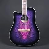 Lindo B-STOCK Left Handed Swallow Electro Acoustic Guitar in Purple Preamp Digital Tuner/EQ and Padded Gigbag