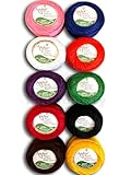 Pack of 10 Rainbow Anchor Pearl Cotton Balls Anchor Crochet Cotton Embroidery Thread Balls Size 8 (85 Meters Each) Assorted Colours UK