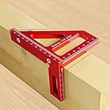 HEKOBAG 3D Multi Angle Measuring Ruler, 45/90 Degree Aluminum Alloy Woodworking Square Protractor, Miter Triangle Ruler High Precision Layout Measuring Tool Layout Scriber for Engineer (Red)