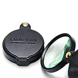 Folding Magnifying Glass 10X, Mini Pocket Magnifier with Rotating Protective Leather Sheath for Reading, Science, Jewelry, Books, Lens Size 2.4"(Brown/Black Borders are Shipped Randomly-1pc)