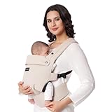 Momcozy Baby Carrier - Ergonomic, Cozy and Lightweight Carrier for 3-24 Months, Effortless to Put On, Ideal for Hands-Free Parenting, Enhanced Lumbar Support, Khaki