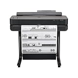 HP DesignJet T650 24-inch (5HB08D), Large Format Printer, Plotter, Standard A4-A1, 81 A1 Prints/Hour, Wi-Fi, Ethernet, USB, 2400x1200 dpi, Recycled Metal, 2-Year Warranty, HP Click, Black