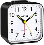 Analog Alarm Clock, Silent No Ticking Alarm Clock with Light, Snooze, Battery Operated, Loud Alarm, Luminous, Portable Clock, Quiet Small Travel Clock for Deep Sleeper