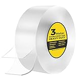 Double Sided Tape Heavy Duty 3 m, Strong Double Sided Sticky Tape, Double Sided Carpet Tape Clear Tape Nano Tape, Traceless Transparent Double Sided Adhesive Tape for Office, Home, Kitchen, Party, Car