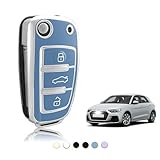TOOMUME Car Key Cover TPU, Car Key Case Fit for Audi A1 A3 A4 A5 A6 A8 Q2 Q3 Q5 Q7 R8 RS3 RS4 RS6 S3 S4 S6 C5 C6 B6 B7 TT TTS Seat Exeo 3R, Protective Key Fob Cover Key Fob Case - Flip Key