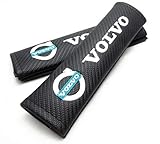 Carbon Fibre Effect Seat Belt Shoulder Cover Pads. Polestar v60 XC90 S40 V70 XC70 (Bl/Gn))