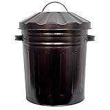 Easy Shopping Small 15 Litre 15L Round Shape Several Bronze/Oxy Metal Bin Recycle Rubbish Waste Dustbin Bin with Lid