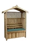 Barcelona Garden Arbour Seat with Trellis & Storage Bench with Seat Pad - 10 year warranty against rot (Green Pad)