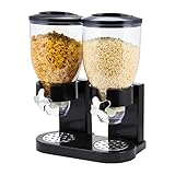 Taylor & Brown Double Cereal Dispenser Classic Dry Food Canister, Dry Food Dispenser Control Storage Container, Great for Cornflakes, Candy, Nuts, Beans, Granola - Kitchen Storage Dispenser, Black