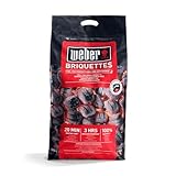 Weber Grill Briquettes (8kg bag), for long and consistent heat, ideal for longer grilling of grill food, 100% natural wood, EU product, sustainably sourced, FSC certified (17591)