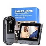 Winnes Video Doorbell Camera with Monitor 1080P High Definition Two-way audio, Night Vision, 170° Vision, 4.3” Big Screen Video Intercom System IP68 Waterproof Smart Video Door Phone