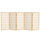 Oriental Furniture 3 ft. Tall Window Pane Shoji Screen - Natural - 5 Panels(B)