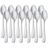Amazon Basics Stainless Steel Coffee Spoon with Round Edge, 13.3 cm, Pack of 12, Silver