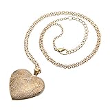 Locket Necklace Mini For Women Retro Frame Photo Heart-shaped Box Charm Pendants Necklaces Pendants Pearl Chain Men (Gold, One Size)