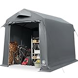 EVER ADVANCED Outdoor Shelter with Vents, 3000mm Water Resistant Tent for Outside, Heavy Duty Shed for Motorcycle, Bike, Garden Storage, Foldable, Portable Garage, Gray