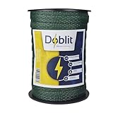 Doblit Electric Fence Poly Tape 20mm Ribbon - 6x0.15mm Stainless Steel Conductors, 85kg Breaking Strength. Low Resistance (200m , Green)