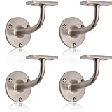 Satin Nickel Handrail Brackets for Stair Bannister Handrail Wood and Steel Handrail - Pack of 4