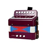 Sunydog Mini 7-key 2-bass Accordion ABS Material Musical Instrument for Beginners Lightweight Button Accordion Hand-eye Coordination Stage Performance(Purple)