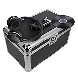 Supernic Vinyl Record Storage 7" 200pcs Singles Vinyl Record Carry Case Storage Box Record Heavy Duty Safe Box DJ Box Lockable Flight Carry Case Holds (Black)