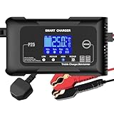25A Car Battery Charger 12V/24V LiFePO4 Battery Charger, Battery Maintainer and Battery Desulfator with LCD Screen for Boat SUV Motorcycle Lithium and Lead-Acid(AGM, GEL, MF, EFB, SLA, Etc) Batteries
