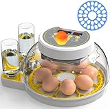 DEZHXHE Egg Incubators for Hatching Eggs with Temperature Control, Poultry Egg Incubator with Automatic Egg Turning and Humidity Display, Egg Candler Incubator for Chicken Duck Goose & Quail- Yellow