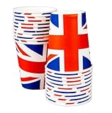 SHATCHI 10pcs Great Britain Union Jack Party Paper Cups Tableware King's Coronation Party Supplies Britain Pub BBQ Royal Theme Table Decorations