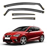 iSpeed Wind Deflectors For Seat Ibiza mk5 KJ 5 Door Hatchback 2017 onwards 4pc - Keep Your Car Ventilated in Rain - Reduce Wind Turbulence - Tinted In-Channel Type