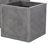 Sankey Lazio 32CM Square Plastic Planter Plant Pot Lattice Slate Grey Colour