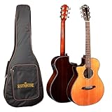 Rathbone No.1 Guitar Cedar/Rosewood Travel Guitar Cutaway Electro Acoustic with Gigbag. Left Handed. Short Scale. R1CRCE-LH