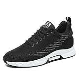 Men's Elevator Shoes Invisible Height Increase Sporty Sneakers Casual Lace Up Shoes Make You Taller Hight - 6cm / 2.36 Inches - Hidden Heel Black 43