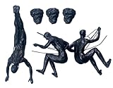 3x Large Bronze Colour Climbing Men With Nail-Caps Abseiling Trio Wall Hanging Ornaments Figures Set of 3 Climbing Men Figurines Abseiling Ornament Sculpture