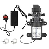 VerRich 24V Water Pumps Diaphragm Pump with Power Supply Adaptor and 2 Adjustable Hose Clamps for Water Tap,Motorhome,Caravan