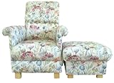 Adult Chair & Footstool in Voyage Maison Patrice Fabric Armchair Pouffe Flowers Floral Botanical
