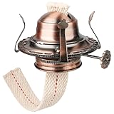 #2 Oil Lamp Burner with Red Copper Plating – Kerosene Lamp Burner Replacement for Antique Oil Lamps, Includes Cotton Wick & Collar, Fits 3 Inch Base Chimney, Oil Lamp Parts