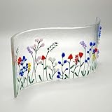 Handmade fused glass wildflower meadow