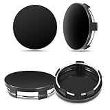Generic 4Pcs Universal Hub Centre Caps, Polished ABS Plastic, Black, 60mm OD x 56mm ID, VW & Audi Compatible