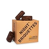 Lekto Woodfuels Night Briquettes - 20kg (20 Briquettes), Up to 8 Hour Slow Burn | Ideal for Wood Stoves, Log Burners, Sheltered Fire Pits & Chiminea | Compressed Wood Fire Bricks | Long Burning Logs