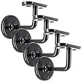 IRONTITE 4X Black Handrail Brackets, Heavy Duty Banister Rail Brackets, Suits Wood Or Metal Stair Banister Rails, Perfectly Finishing The Look of Your Hand Rail (2BBW)